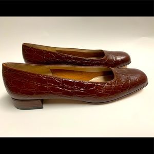 Brown Crocodile Salvatore Ferragamo Loafers 10.5